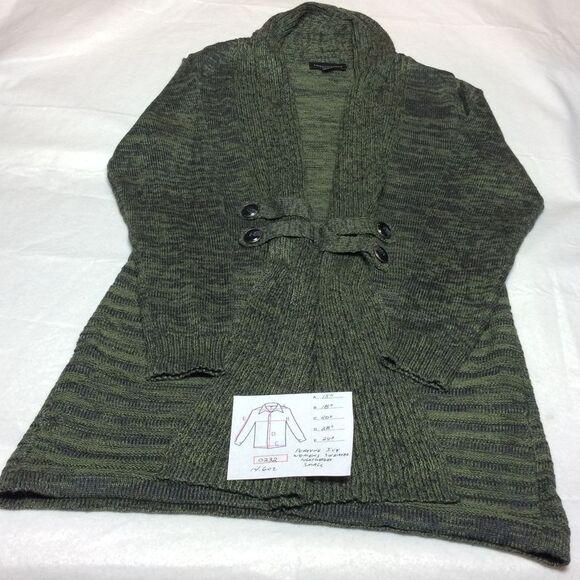 Fortune + Ivy Olive Green Knit Cardigan Sweater Striped Pattern Long Sleeve‎ - Picture 1 of 7